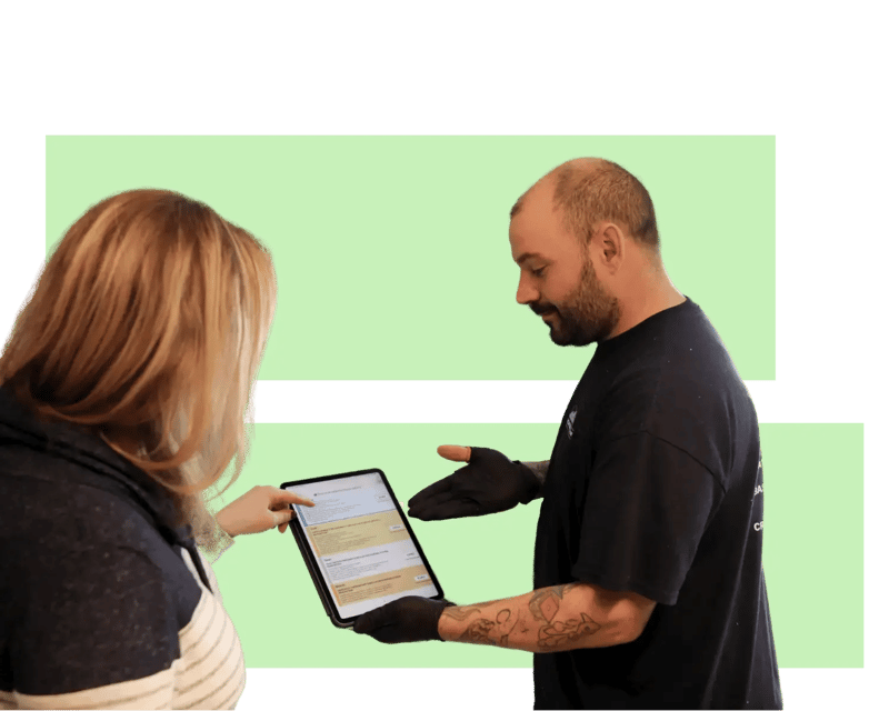 Man Presenting The New Flat Rate's options