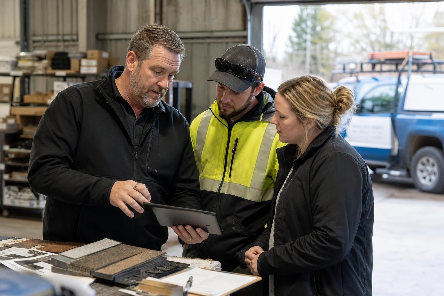 Contractor team testing a new digital workflow during hands-on training.