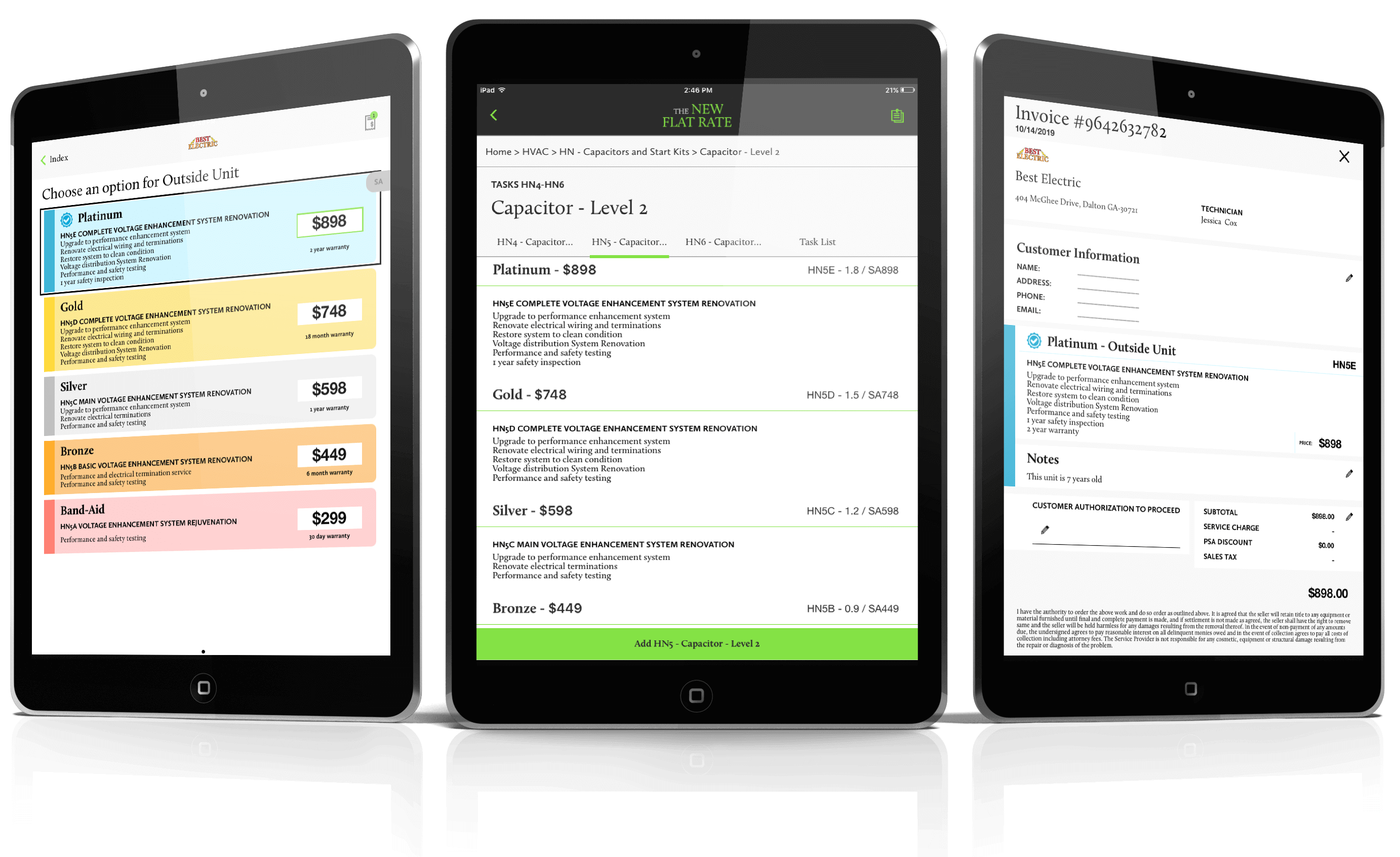 The New Flat Rate Pricing Menu on iPad